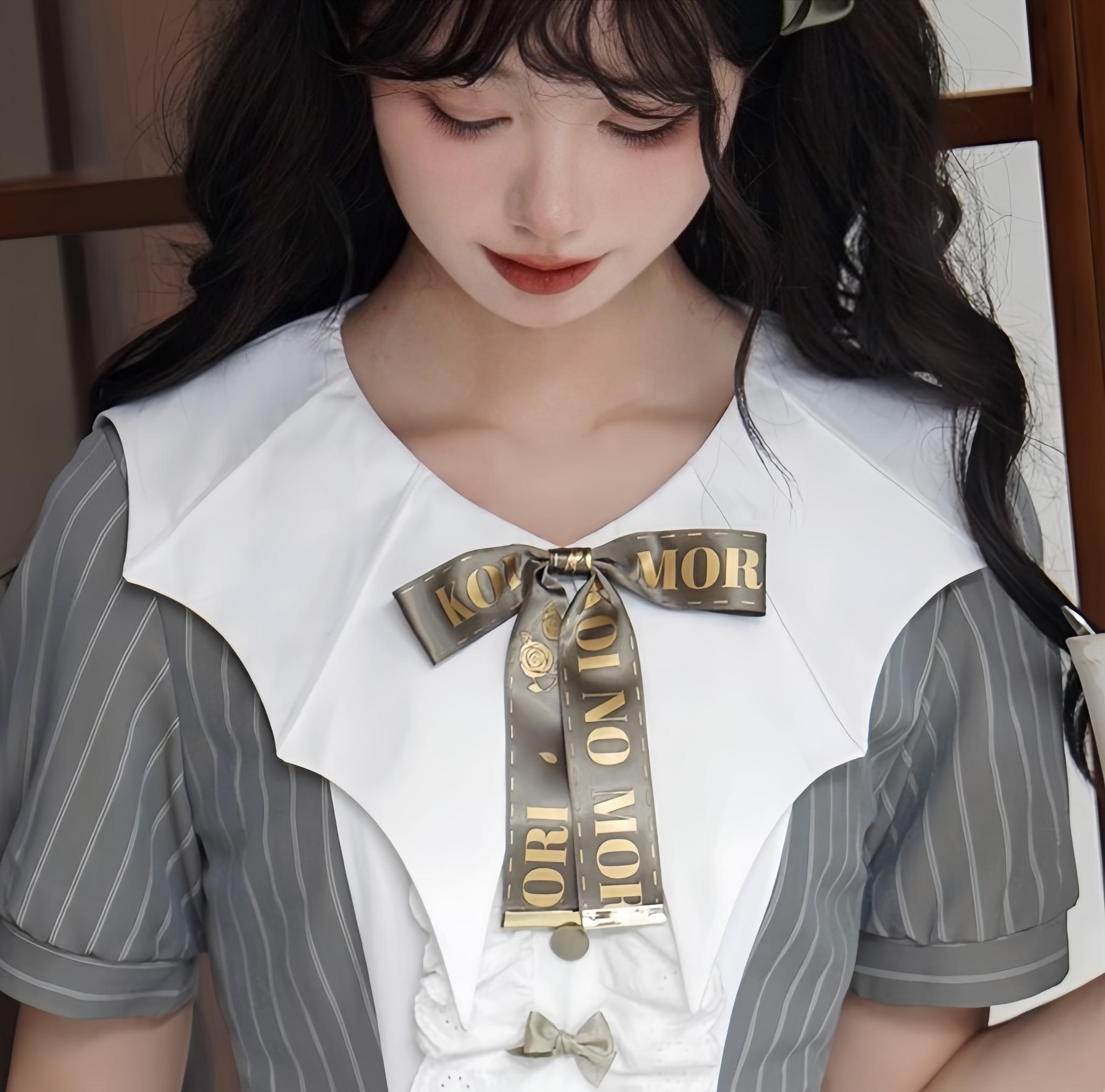 Forest Fluorescent Carps - The Rain of London - Elegant Lolita OP Dress, Bat Wing-Shaped Neckline (2XL L M S XL) 43531:778692