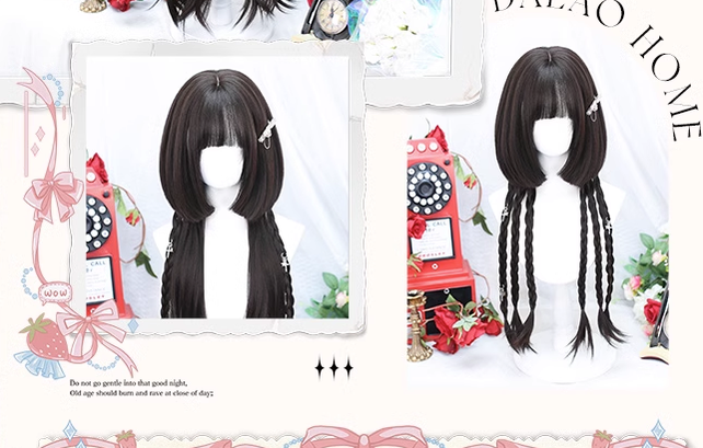 Dalao Home - Sweet Lolita Hime Cut Long Curly Wig Multicolor