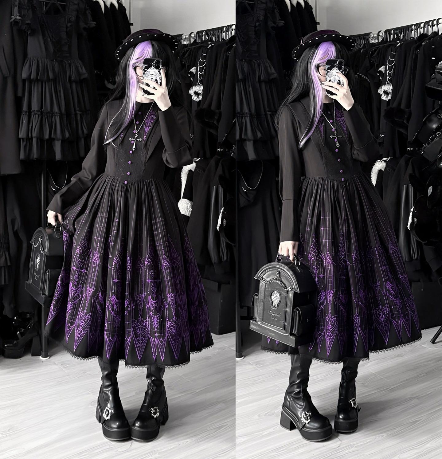 Dream Window - Gothic Lolita Church Embroidery OP Dress, Back Zipper 44510:811356