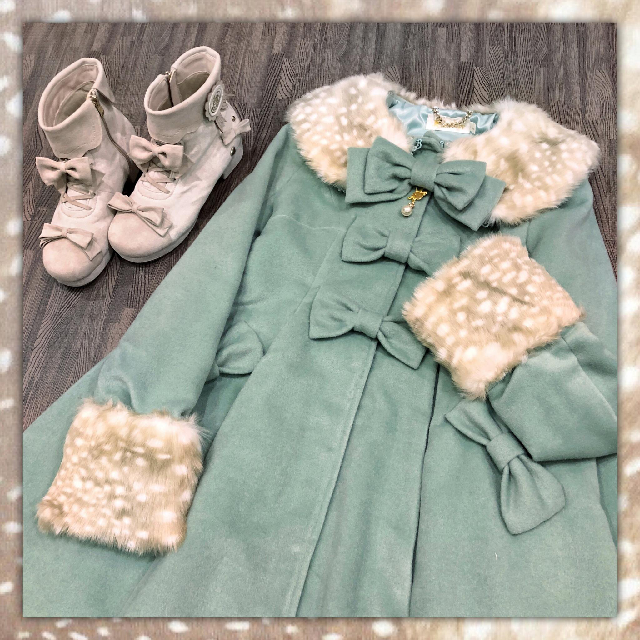 Unideer - Winter Lolita Coat Wool Bow Overcoat S Mint Green