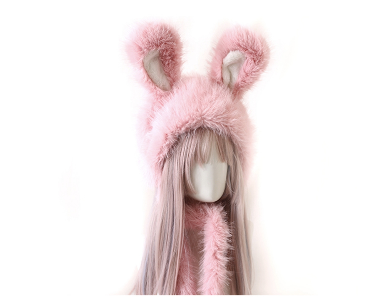 Xiaogui - Sweet Lolita Hat Bunny Ear Plush Warm Headwear M (56-58cm) Pink