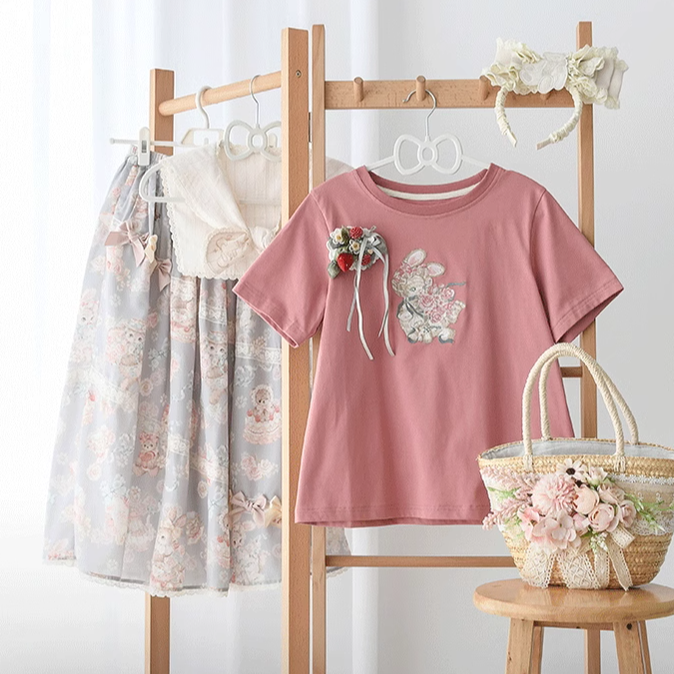 (BFM)NyaNya~Four Seasons Collection~Sweet Lolita T-shirt Summer Loose Fit Embroidered T-shirt 36754:527552