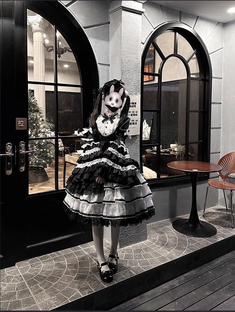 Buling Moon - Solo Puppet - Sweet Lolita OP Dress with Princess Long Sleeves