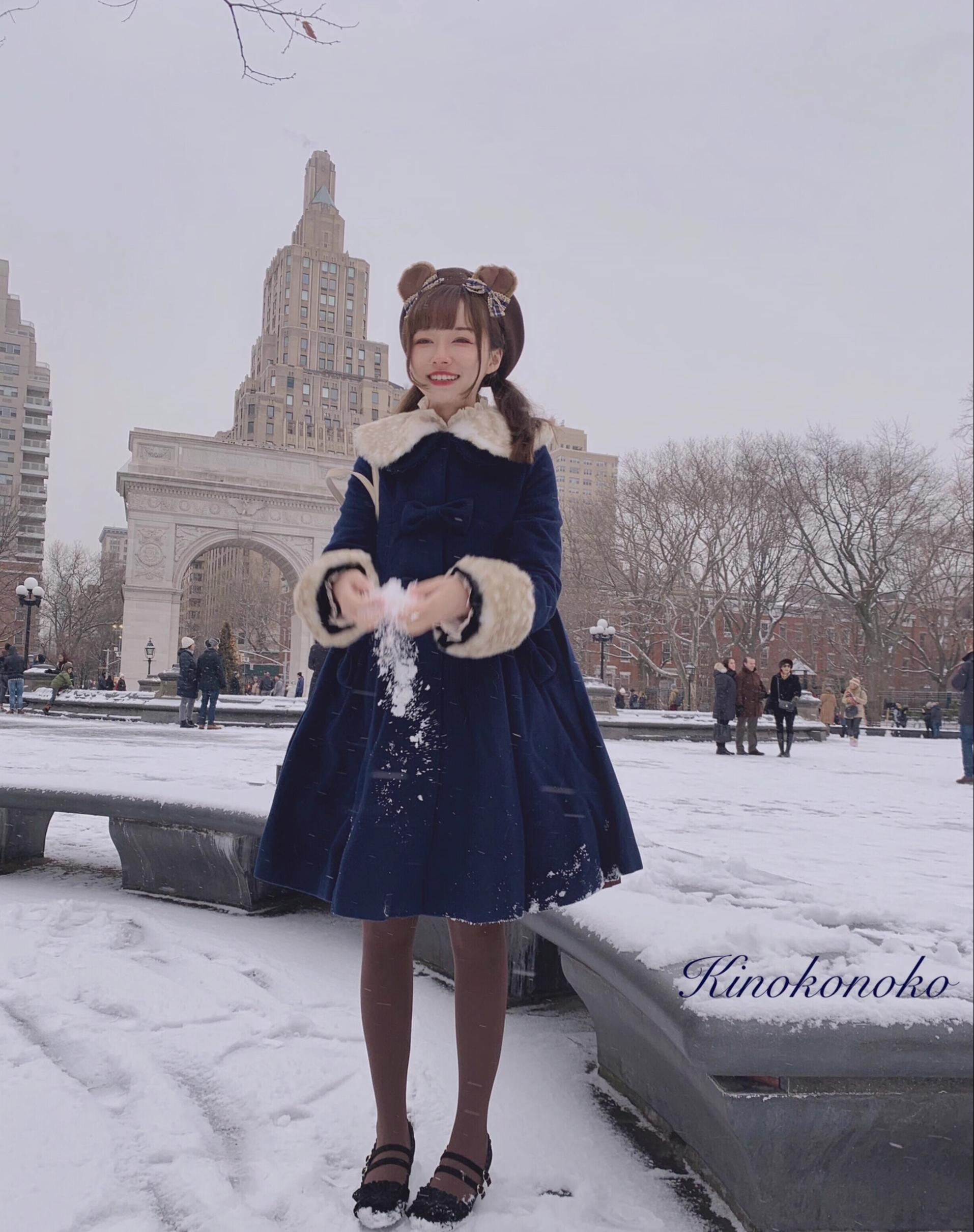 Unideer - Winter Lolita Coat Wool Bow Overcoat