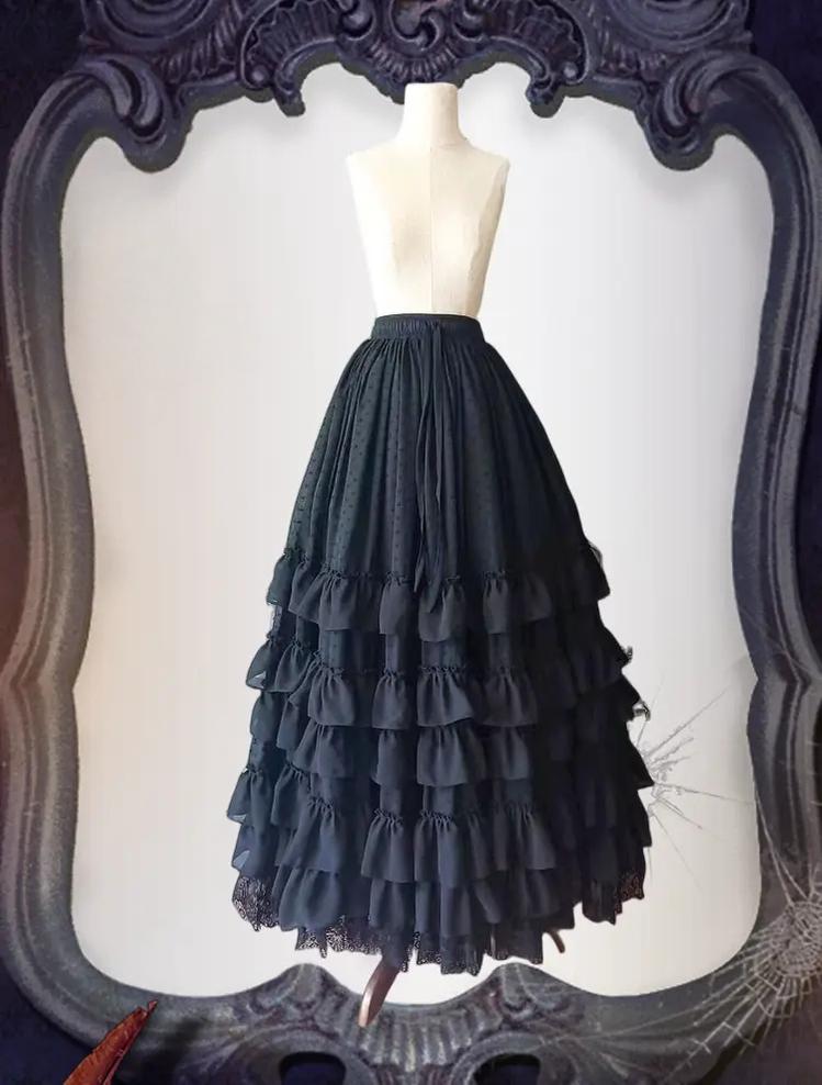 Wedding Lolita Long Volume Underskirt, Layered Ruffles (L-XL S-M XXL) 46117:875480