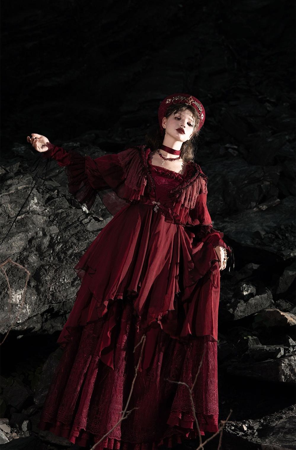 ZJstory~Gothic Lolita Cape Long-sleeved Shawl with Detachable Hood 42129:734143