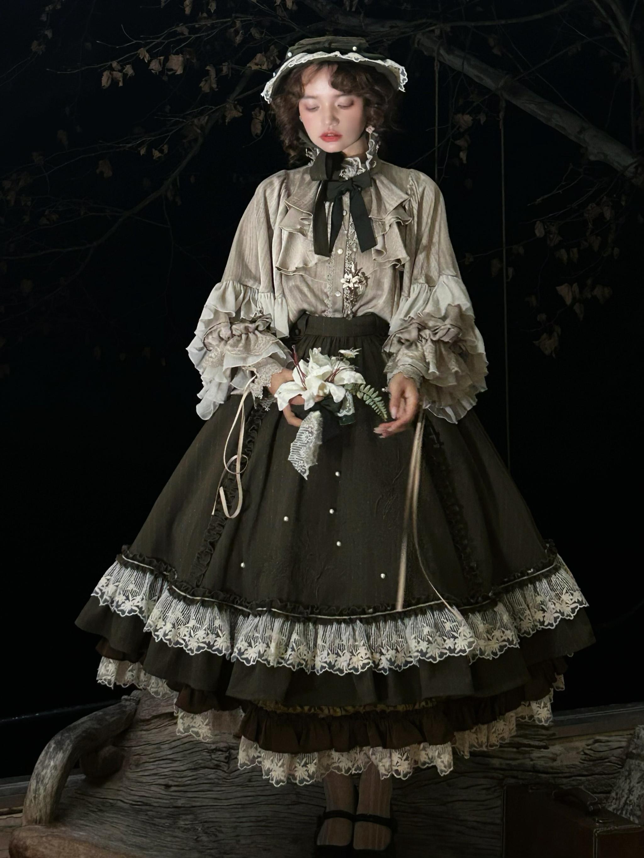 Dragon Bone Cemetery - Gothic Lolita Batwing Sleeves Blouse