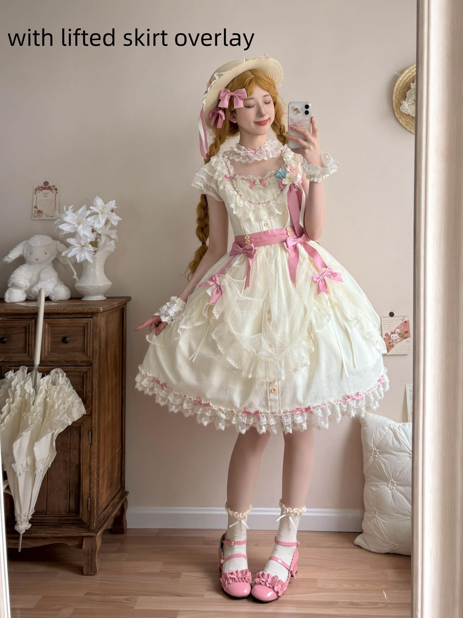 Uncle's Workshop - Fluttering Cherry Spring Strings - Cotton Sweet Lolita JSK Dress 42196:776817