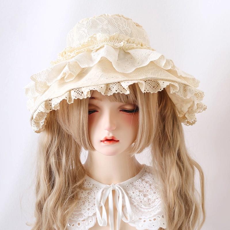 Xiaogui - Lace Lolit Sun Hat, Detachable Bows 42873:798164