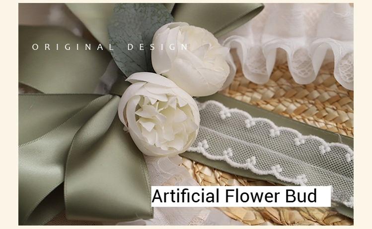 The Accessories' Story - Country Lolita Straw BNT, Ruffled Lace, Artificial Flower
