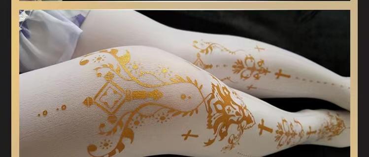 Wulala Mew~Elegant Lolita Pantyhose Daily Gold Foil Printing Tights 32880:403528