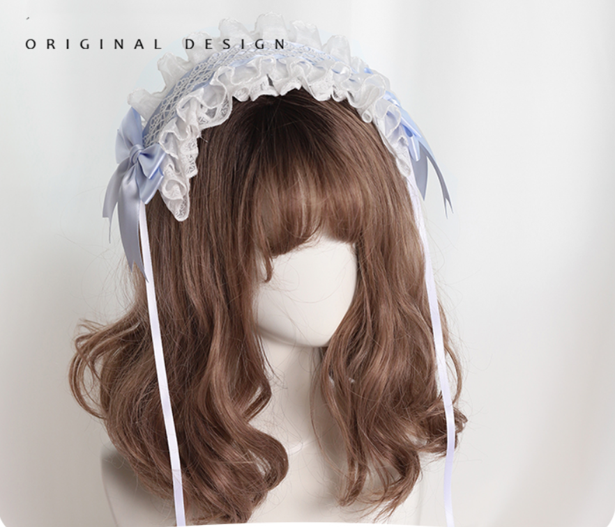 Their Past Decorations - Sweet Lolita Cat Ear Hairband ice blue hairband