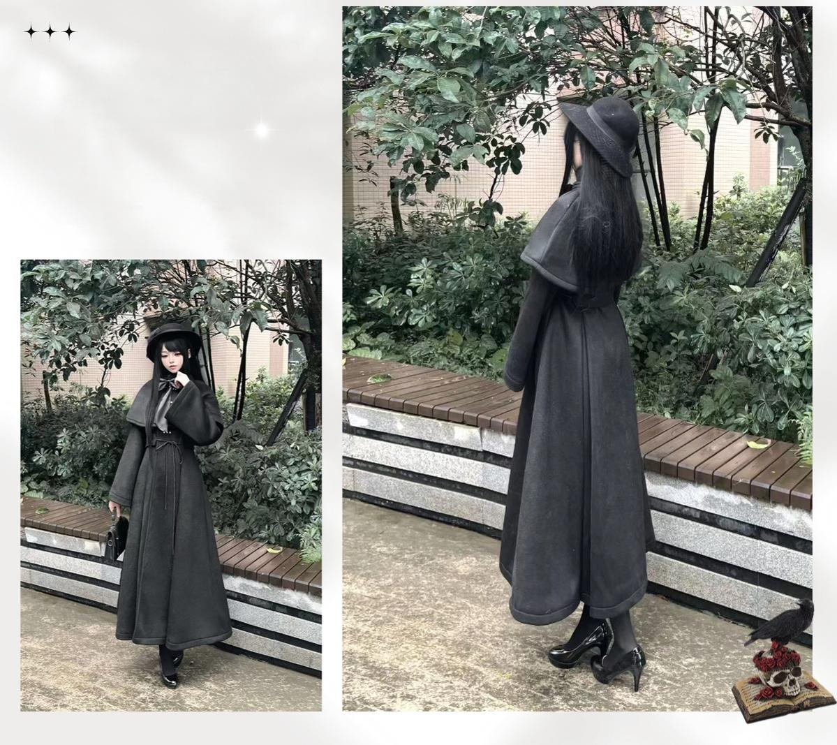 The Original Witch - Silent Hill - Winter Long Gothic Lolita Coat, Detachable Cape 43932:790209