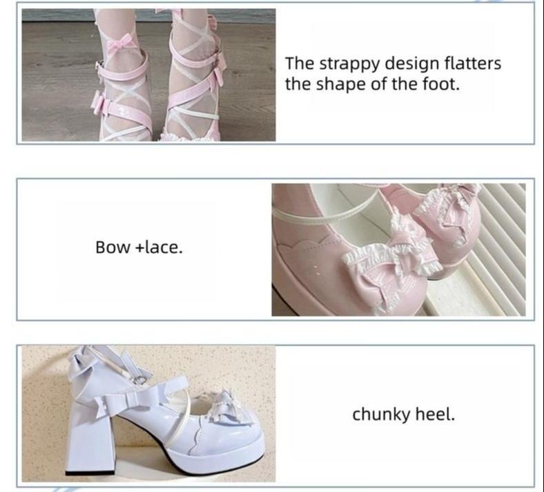 Girly Heart - Sweet Lolita Chunky Heels Shoes, Dreamy Bows 44740:820971