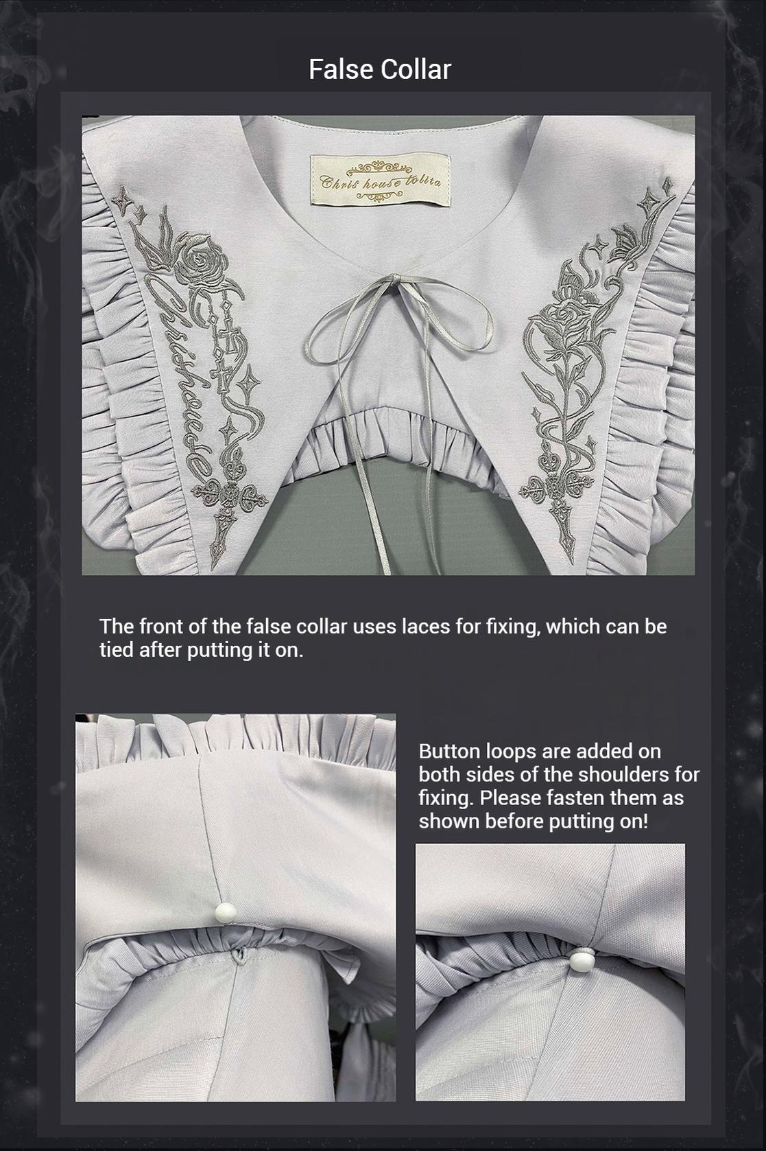 Chris House Lolita - Witch Notes - Gothic Loliat Embroidered Dress Suit, Cross and Rose Print 44096:795112