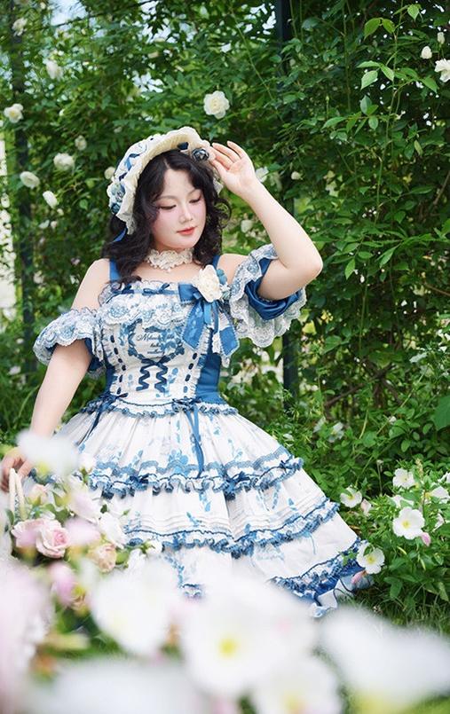Mulberry Poetry Collection - Plus Size Lolita Printed Top & Skirt Set with Embroidery 45445:847505