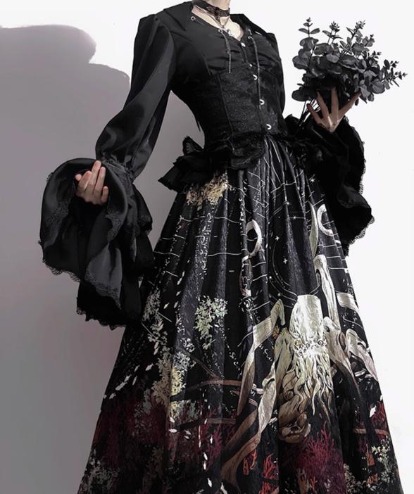 Caged Bird Hotel - Reborn Ancient God - Gothic Lolita Shirt & Skirt Set