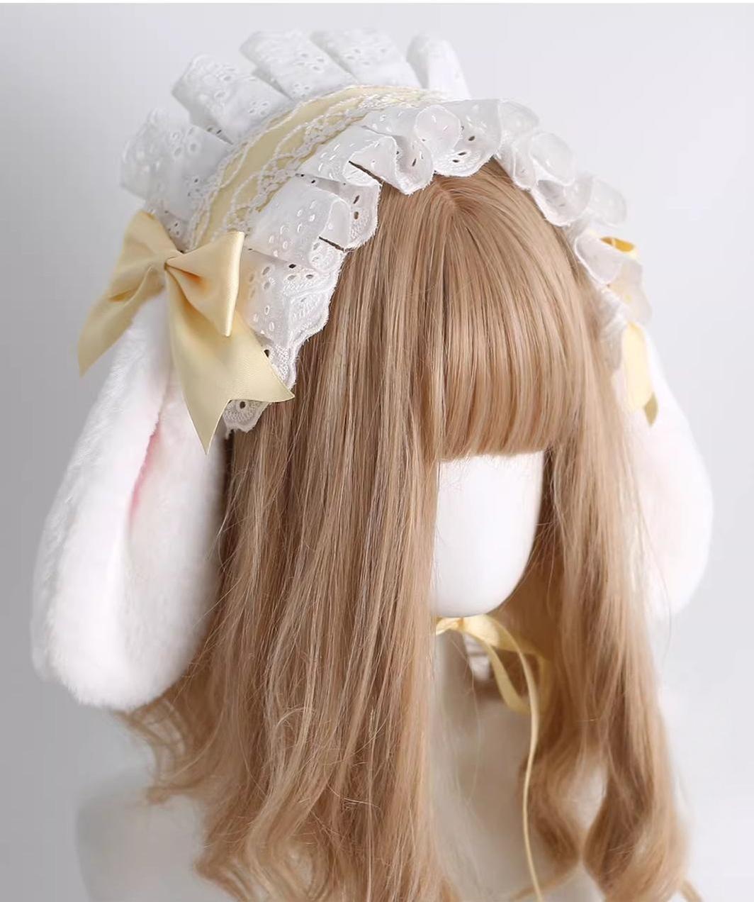 Lace Lolita Hairband, 2-in1 Bunny Ear Hairband