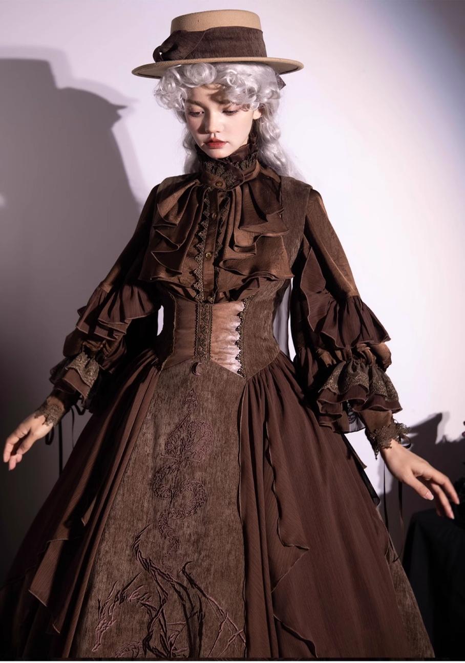 ZJstory~Dragon Bone Cemetery~Gothic Lolita JSK Set with Dragon and Snake Skeleton Embroidery 42699:750642