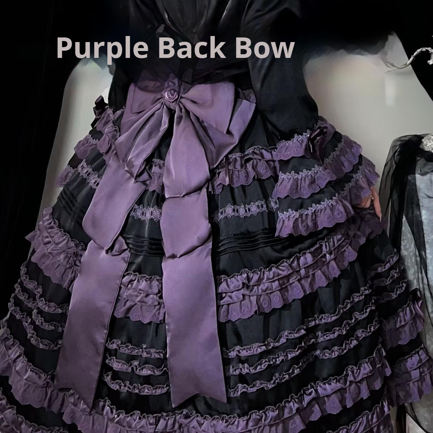 Uncle's Workshop - Stacked - Lolita Accessory Set Hairband Bow Trailing Brooch Choker Purple Back Bow Only