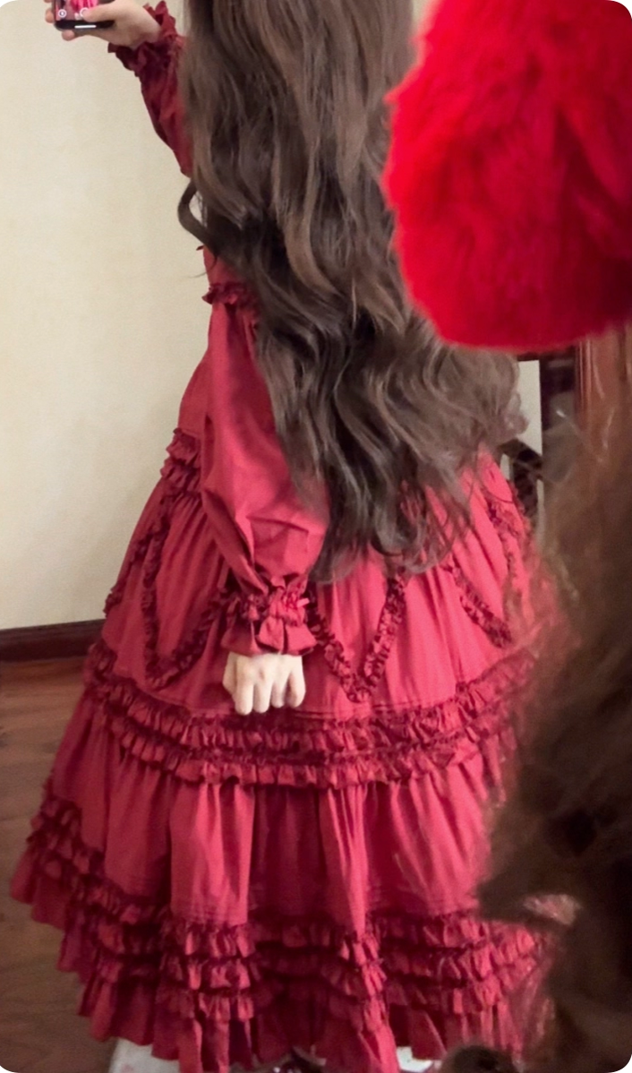 Bunny Magic Forest - Loving Bunny - Elegant Lolita Long Sleeve Trapeze OP, Tiered Skirt 44362:806294