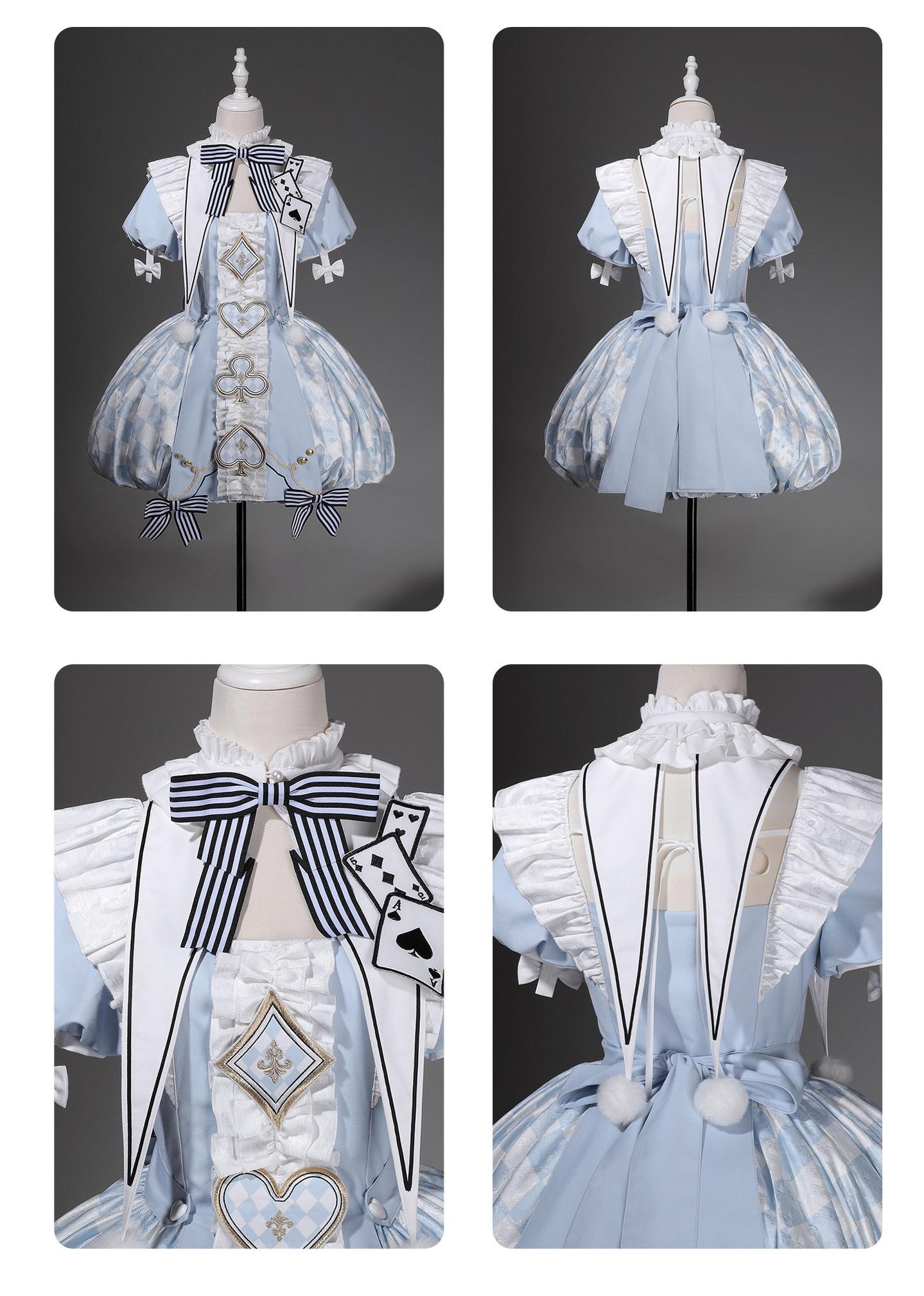For Alice - Doll-like Lolita Jacquard OP Dress Set, Elastic Bubble Hem 45690:859727