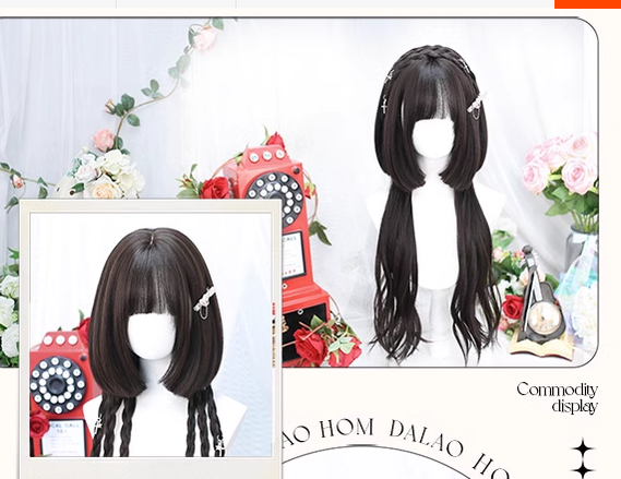 Dalao Home - Sweet Lolita Hime Cut Long Curly Wig Multicolor