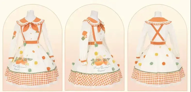 Mademoiselle Pearl~Persimmon~Autumn Persimmon Print Lolita OP JSK SK Dress 29100:396090