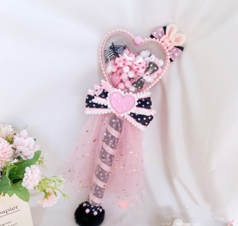 Sweetheart Endless - Sweet Lolita Fairy Wand Handmade Multicolor Heart Shaped blackpink heart fairy wand