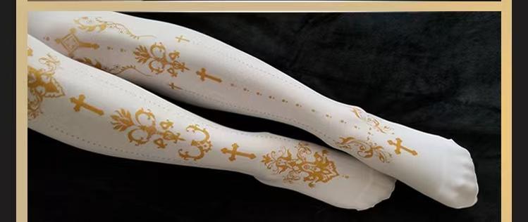 Wulala Mew~Elegant Lolita Pantyhose Daily Gold Foil Printing Tights 32880:403522