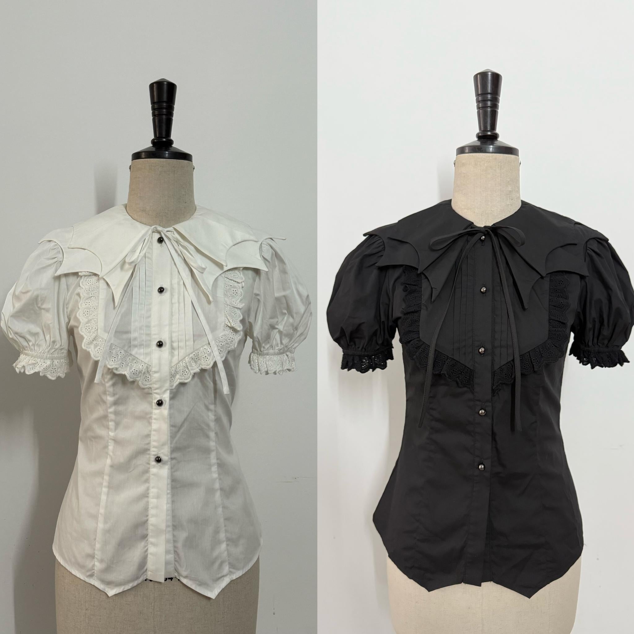 Gazing Galactic - Dusk Melody - Gothic Lolita Bat Shaped Collar Shirt, Detachable Jabot 44089:795775