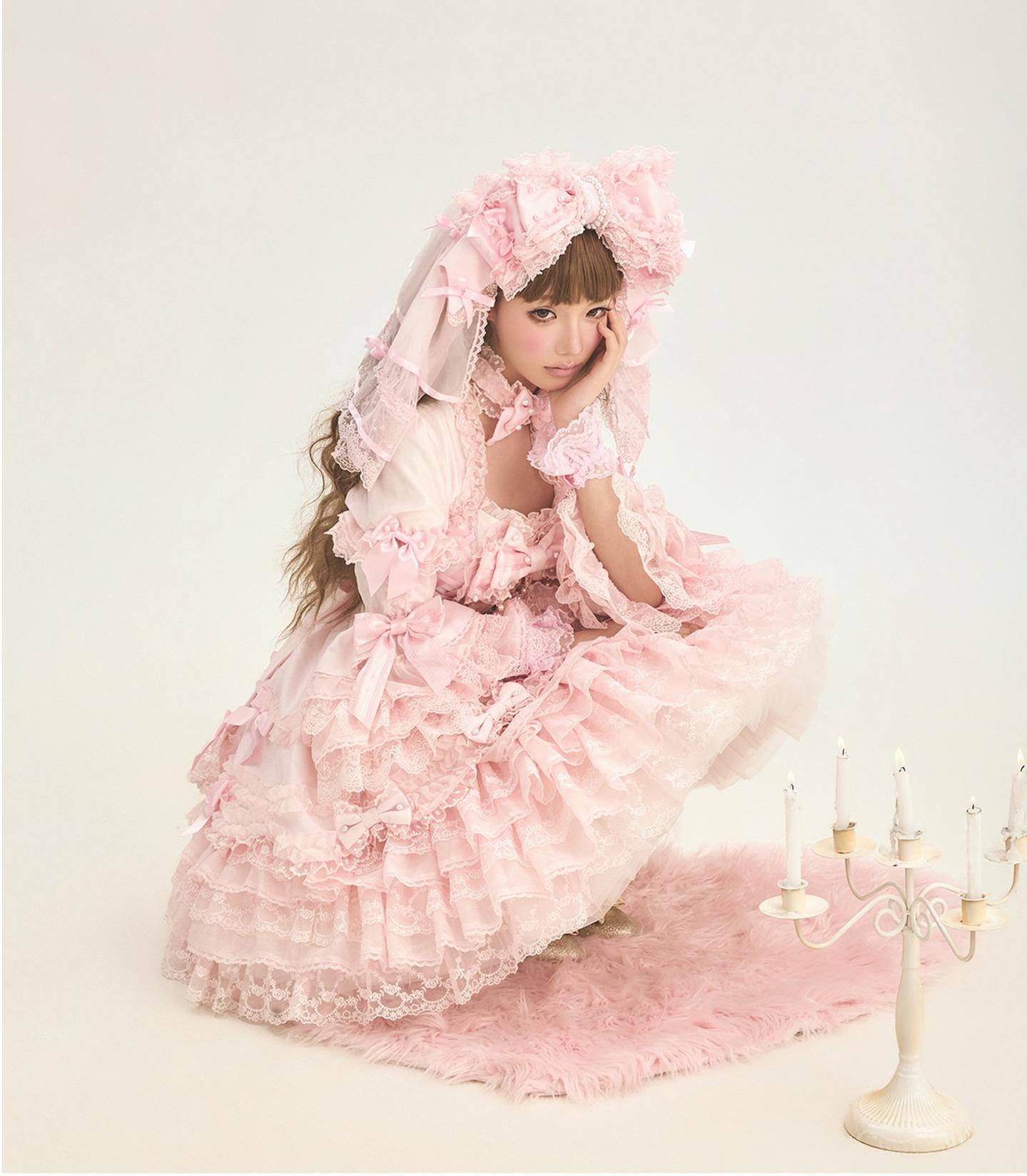 Pearl Princess - Old School Lolita Pink Dress, Pearls & Bows 45179:838275