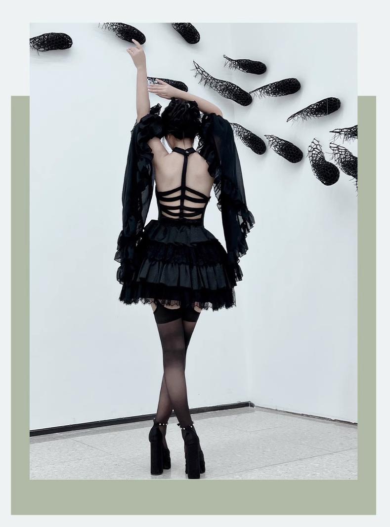 Diamond Honey - Desire Serpent - Gothic Lolita JSK Dress Snake Print Slimming Backless Dress