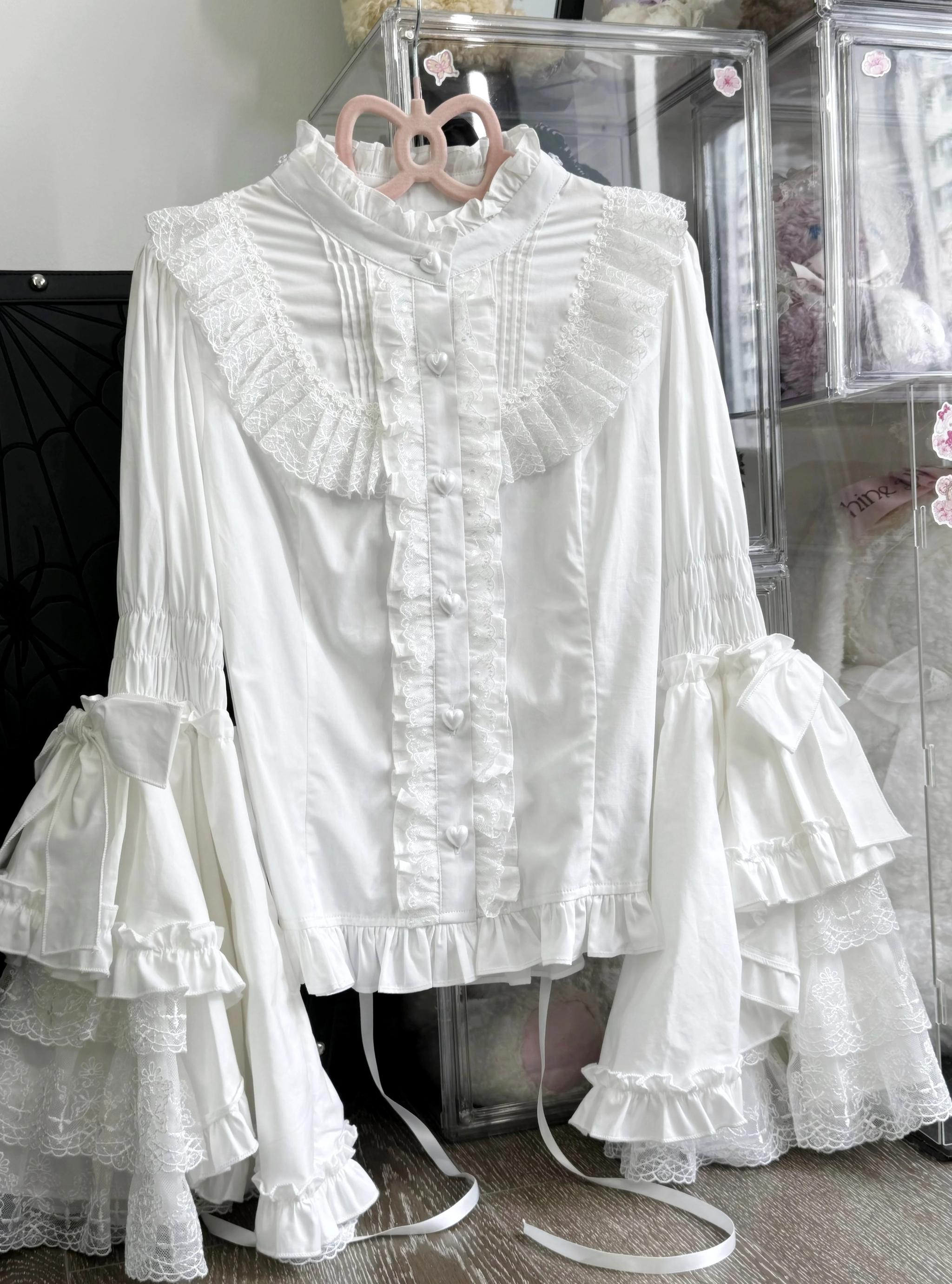 Twilight Zone - Sweet Lolita Blouse Princess Sleeve Shirt Inner Wear XS White