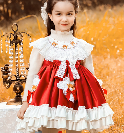 Red Kid Lolita Autumn Princess Dress   