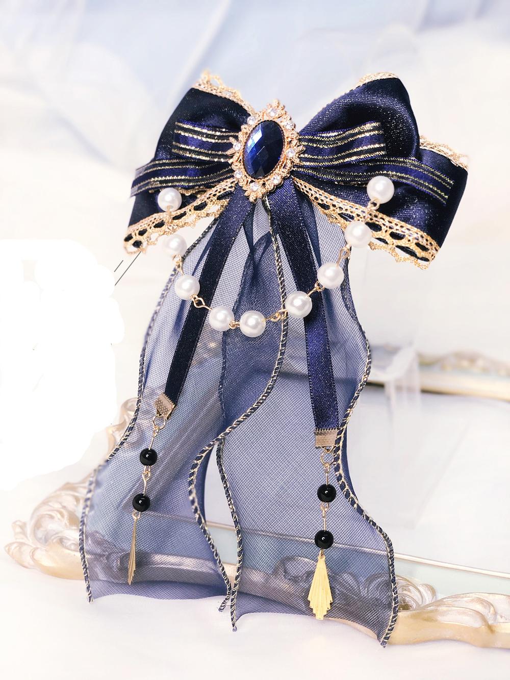 QianYe - Elegant Lolita Hairclip Navy Headdress a piece of hairpin