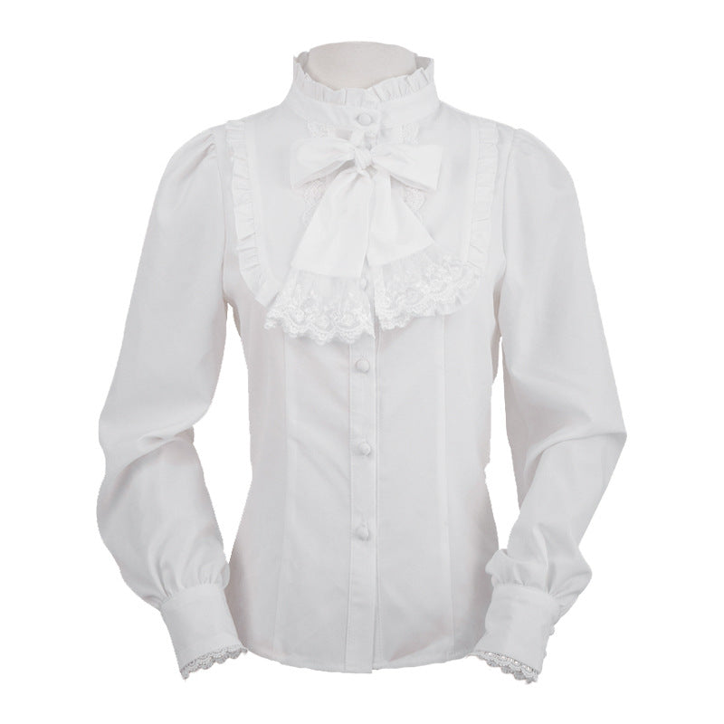Eieyomi - Elegant Autumn Winter Lolita Velvet Blouse S white