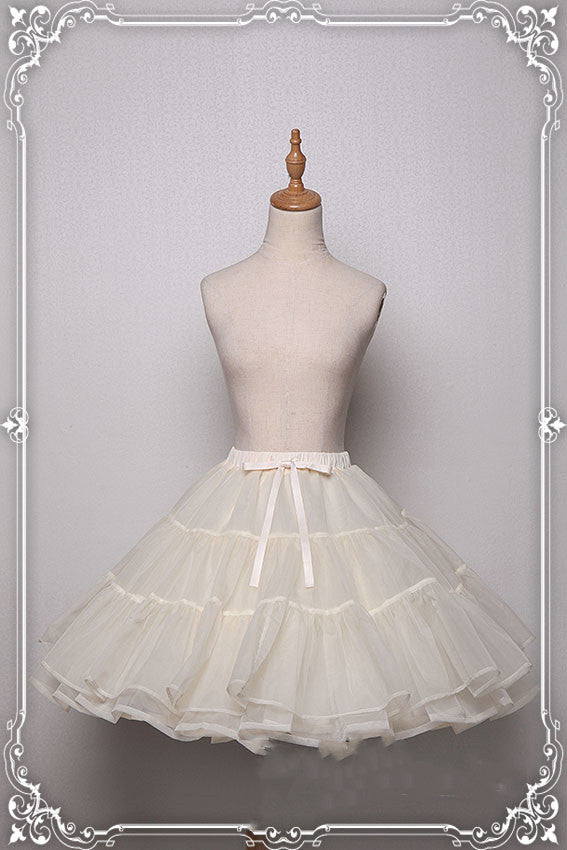 Krad Lanrete - Elegant Long and Short Lolita Petticoat One Size glass yarn petticoat (short version)- ivory color