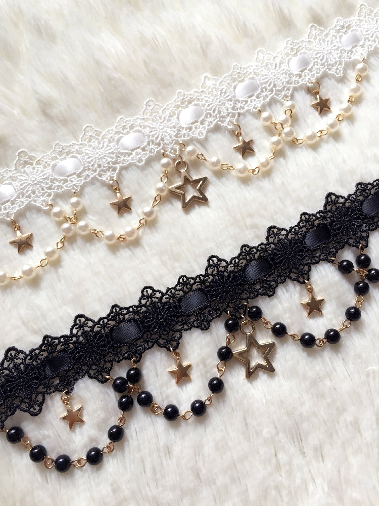 Whisper of Stars - Vintage Lolita Black OP Dress, Constellation-Themed 4556:9813