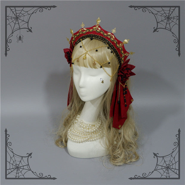 Foxcherry-Palace Retro Gorgeous Lolita headdress Multicolors red headband only