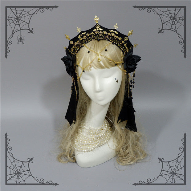 Foxcherry-Palace Retro Gorgeous Lolita headdress Multicolors black headband only