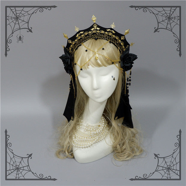 Foxcherry-Palace Retro Gorgeous Lolita headdress Multicolors free size black headband only 
