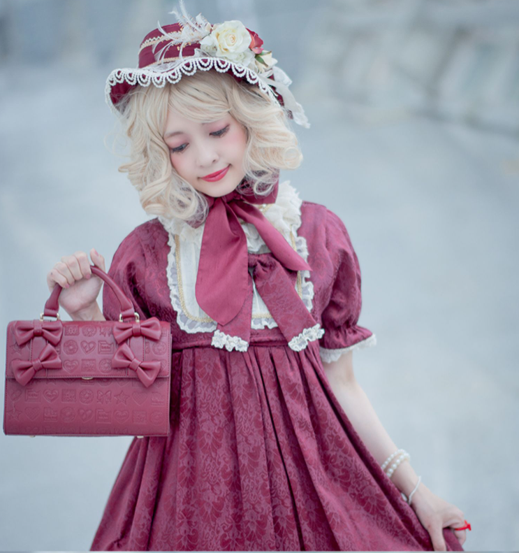 Lovelylota - Sweet Heart Embossed Chocolate Lolita Bag