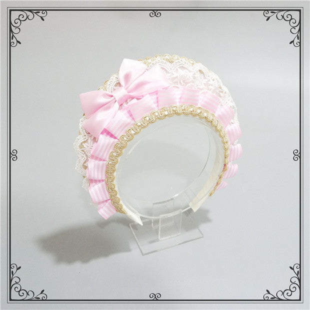 Foxcherry-Sweet Lolita Striped Maid Headdress Multicolors pink