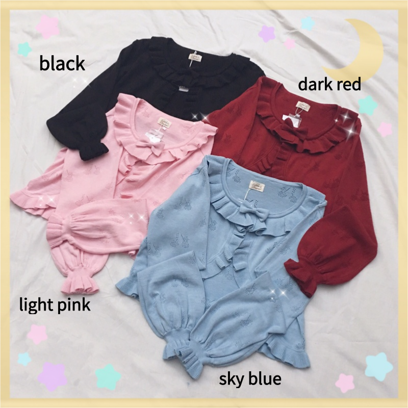 Little Dipper - Sweet Lolita Coat Long-sleeved Cotton Cardigan (large small / black) 4470:11153