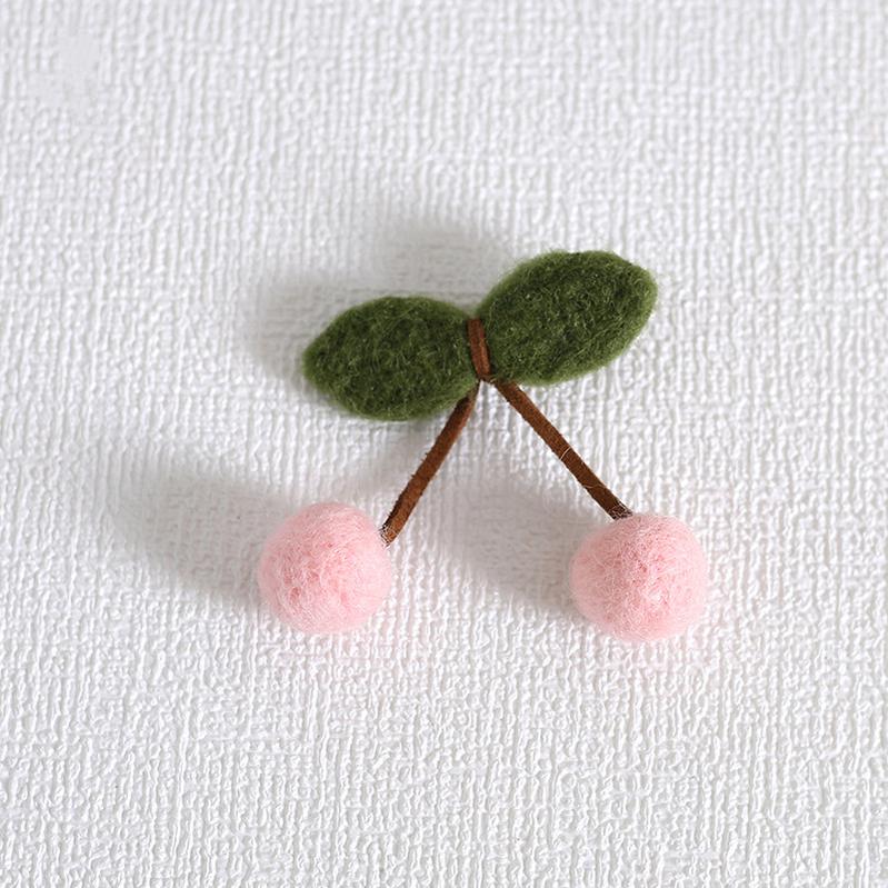 Xiaogui - Handmade Kawaii Wool Felt Cherry Clips pink cherry fish-mouse clip (one)