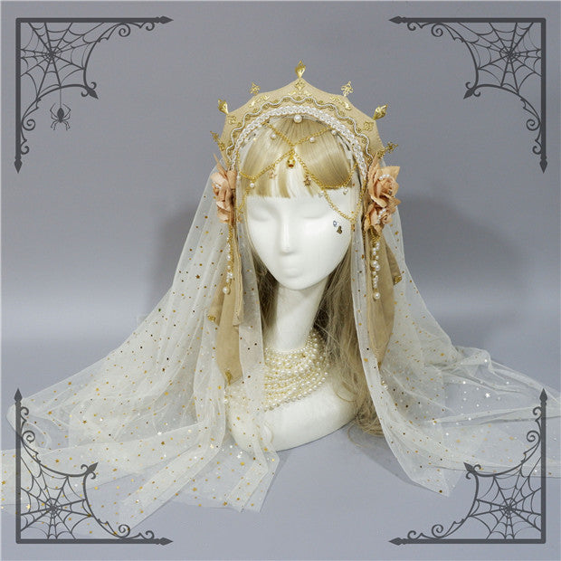 Foxcherry-Palace Retro Gorgeous Lolita headdress Multicolors beige veil only (not sold separately, please buy together with the headband)