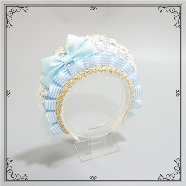 Foxcherry-Sweet Lolita Striped Maid Headdress Multicolors free size blue (blue) 4506:10497