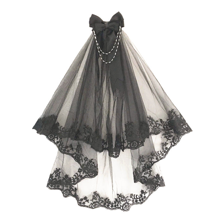 Xuwen Alice - Gothic Retro Lace Double Layers Lolita Veil 560:60775