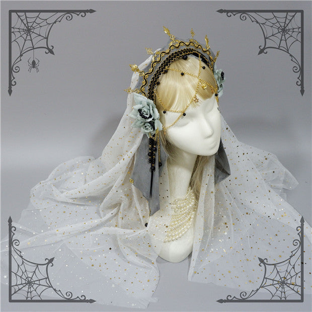 Foxcherry-Palace Retro Gorgeous Lolita headdress Multicolors gray veil only (not sold separately, please buy together with the headband)